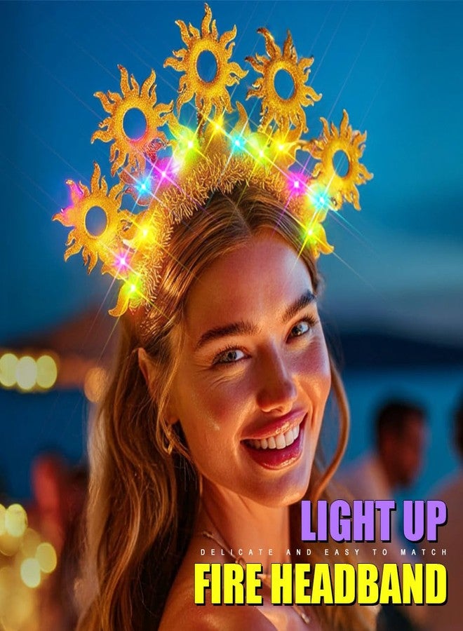 JEAIRTS Light Up Sun Headband Gold Goddess Crown Costume Hair Accessories for Women - Image 3